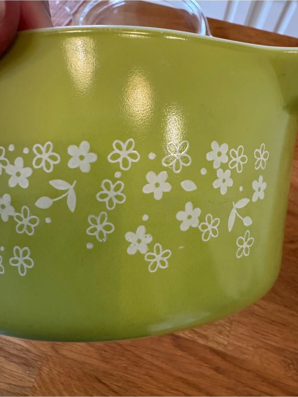 🌼 Vintage Pyrex 474-B Spring Blossom Green Cinderella Casserole w/ Lid